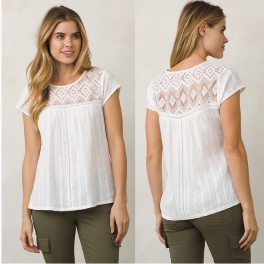 Embroidered White Top by Prana